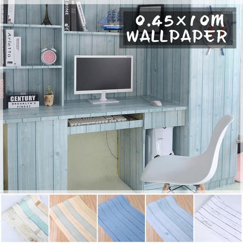 

10x0.45M Fresh Style Wood Grain Wall Sticker PVC Self-adhesive Print Wallpaper Waterproof Kitchen Bathroom Wall Tile Sticker1, Burgundy