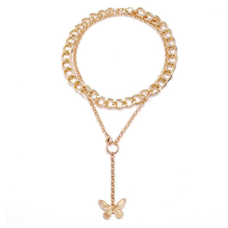 

Chains Women Vintage Punk Hip Hop Double Layer Chain Butterfly Choker Necklace Jewelry1