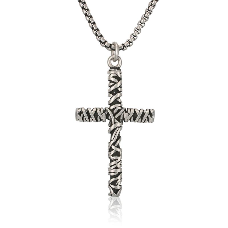 

BOFEE Long Vintage Cross Chain Punk Necklace Pendant Stainless Steel Choker Charm Metal Male Fashion Jewelry Gift For Women Men