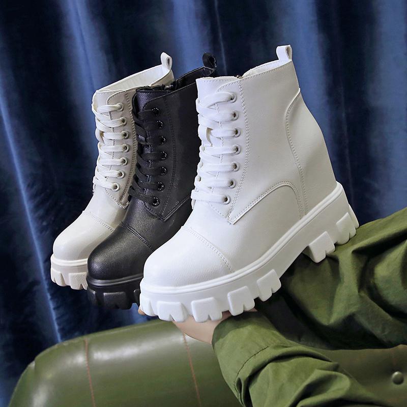 

2021 Spring Autumn Women's Ankle Boots PU Leather Casual Women Shoes Hidden Heel Ankle Boots For Women Autumn Shoes Female Boot, Beige