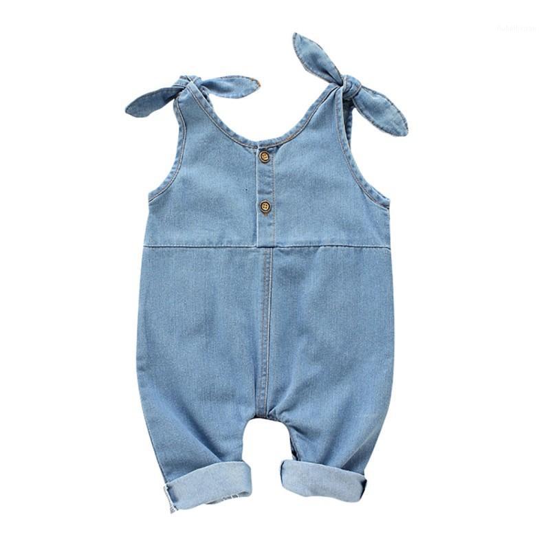 

Summer Suspender Pants Children Denim Solid Pattern Sleeveless Pants Overalls Trousers 4M-2Yrs Outfit1, Blue