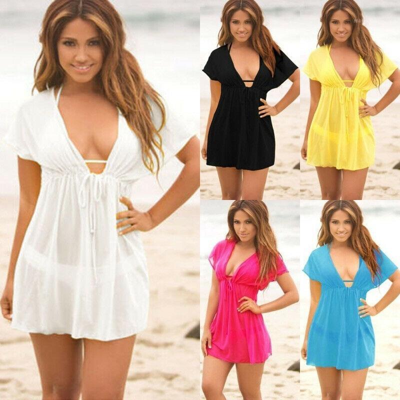 

Women Sexy Bikini Cover-Ups Summer solid color swimwear beachwear high quality1