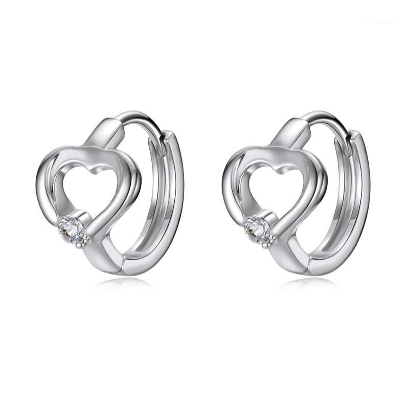 

1Pair Metal Color Crystal Heart Mini Hoop Earring Women Chic Glitter Hollow Love Small Earrings Female Jewelry Pendientes E6801