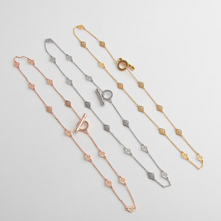 

Real 18K Gold/Silver/Rose Gold Plated Hollow Chain Logo Pendant B Necklace Brand For womens and girl Gift