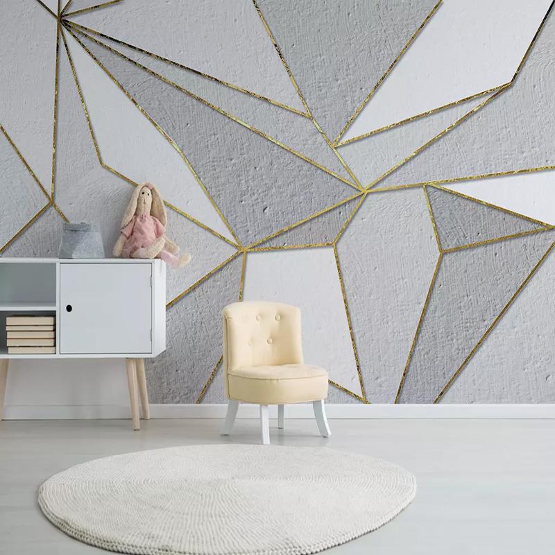 

Wall Paper Nordic Personality Golden Geometry Mural Painting Wallpaper Living Room TV Background Wall Home Decor Covering, As pic