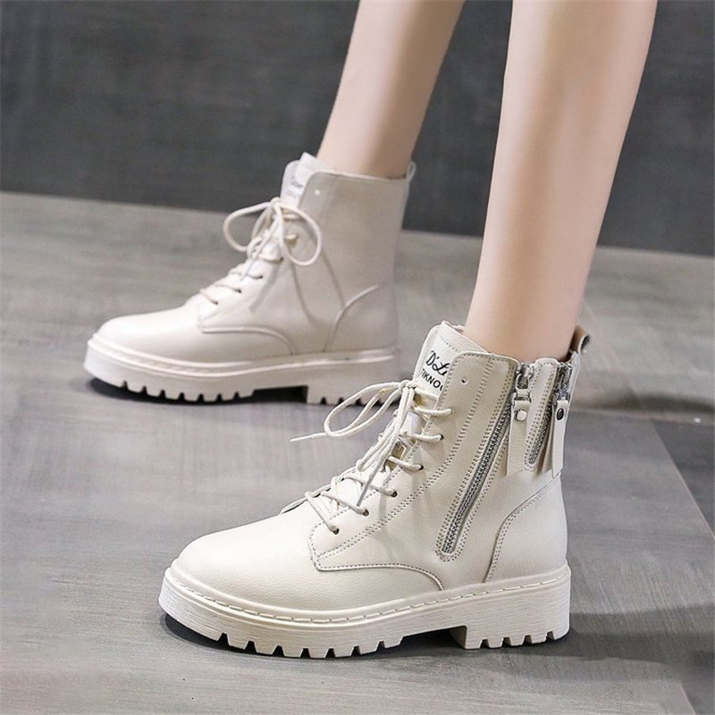 

2021 New Women of High Quality Fashion Leather Anti-slip Wear Lace Up Side Zipper Autumn Female Boots IR54, Black