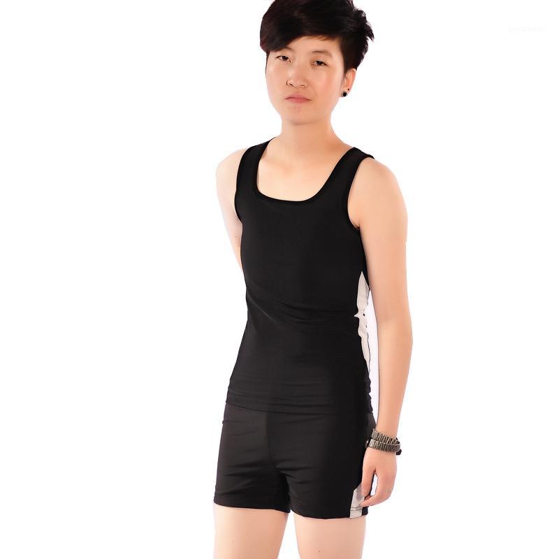 

HaleyChan Chest Binder Short Sleeve Pullover Swimwear Top+Pants for Tomboy Trans Lesbian Crossdresser FTM Beach Swimsuits1
