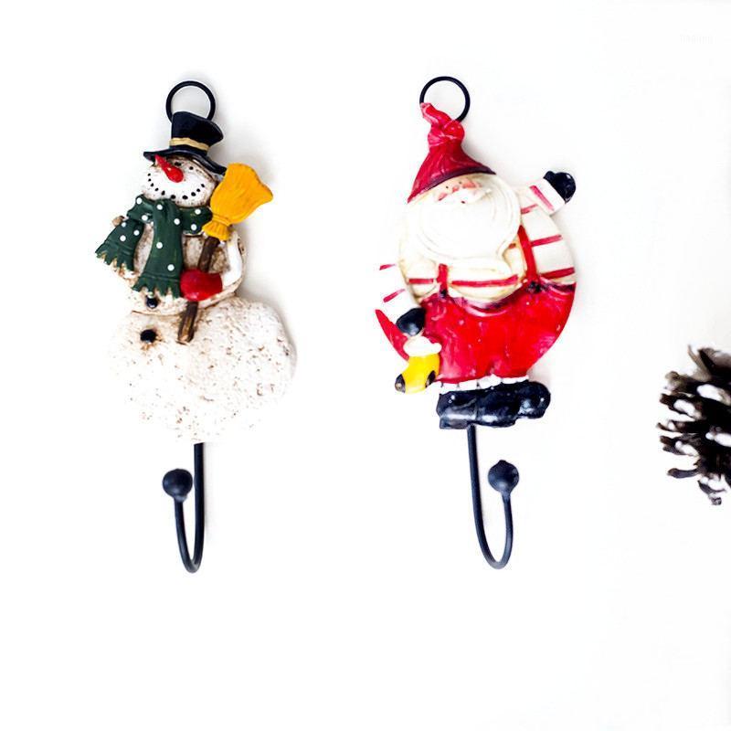 

1PC 6*14.5CM Resin Xmas Santa Claus Snowman Painted Metal Buckle with No-Trace Hook Seamless Paste Christmas New Year Decoration1