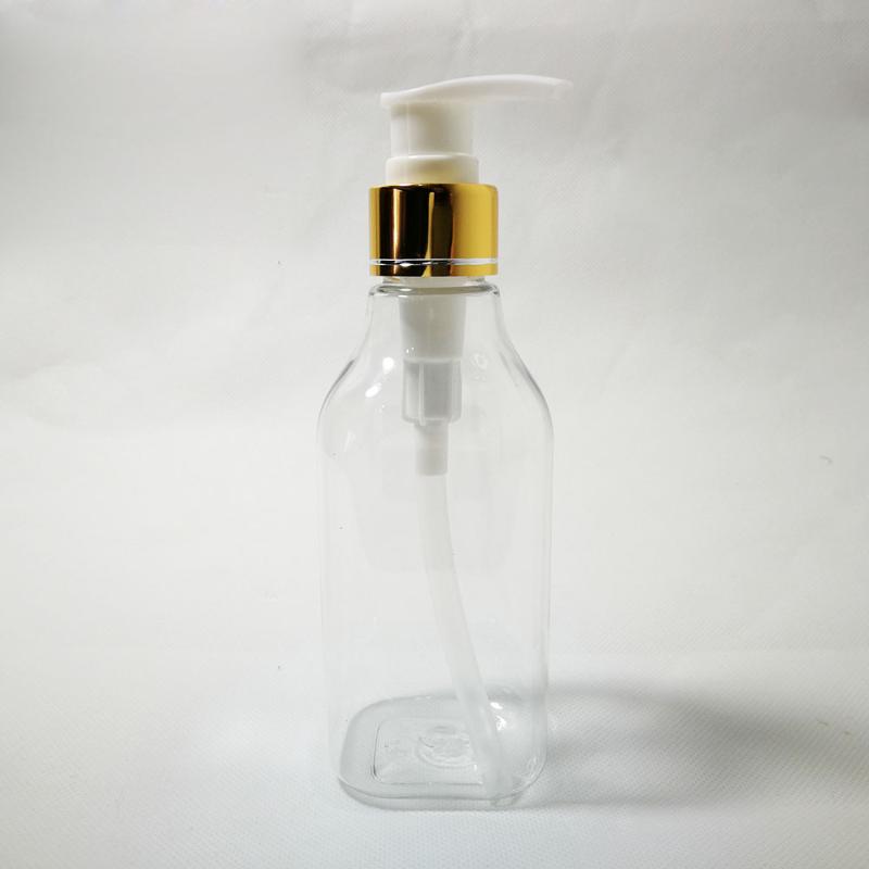 

40pcs 200ml Lotion gold collar Pump square Bottle,Clear Plastic Cosmetic Container,Empty Shampoo Sub-bottling,Shower Gel Bottles