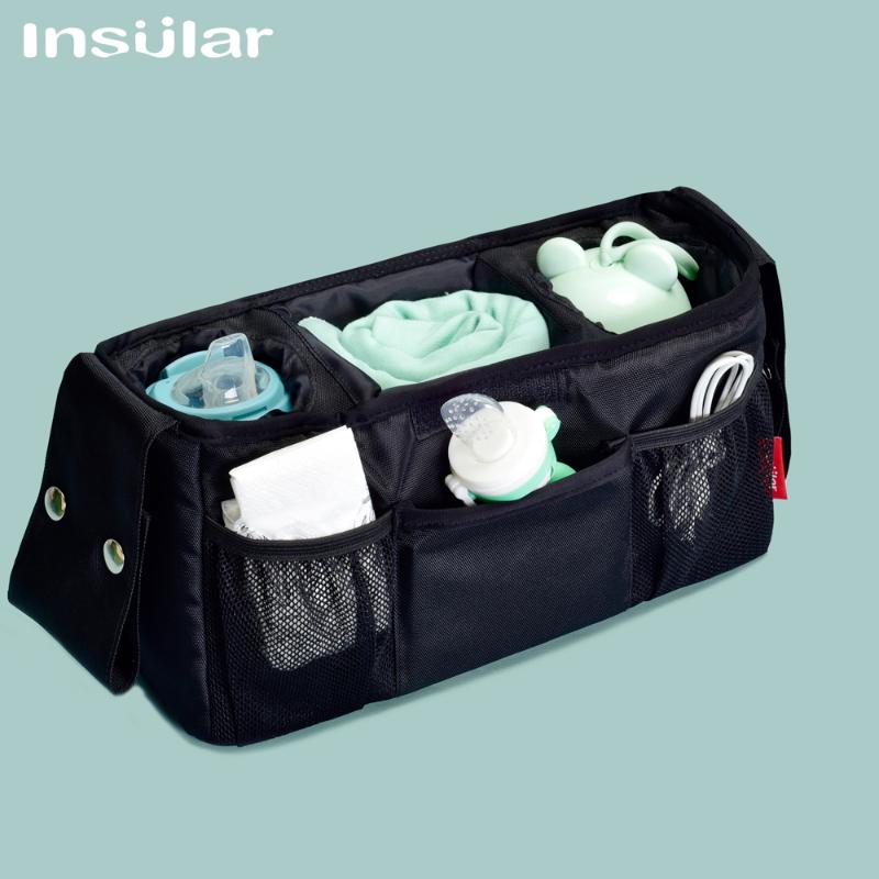 

Baby Mummy Diaper Bag Hanging Stroller Bag Hook Baby Carriage Waterproof Large Capacity Stroller Accessories, Gray