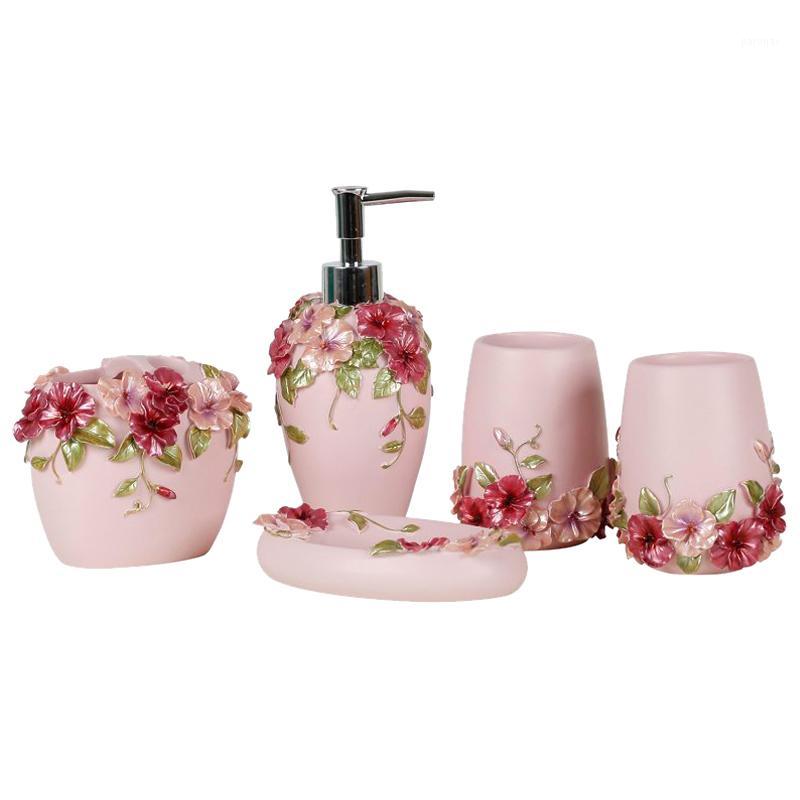 

Country Style Resin 5Pcs Bathroom Accessories Set Soap Dispenser/Toothbrush Holder/Tumbler/Soap Dish1