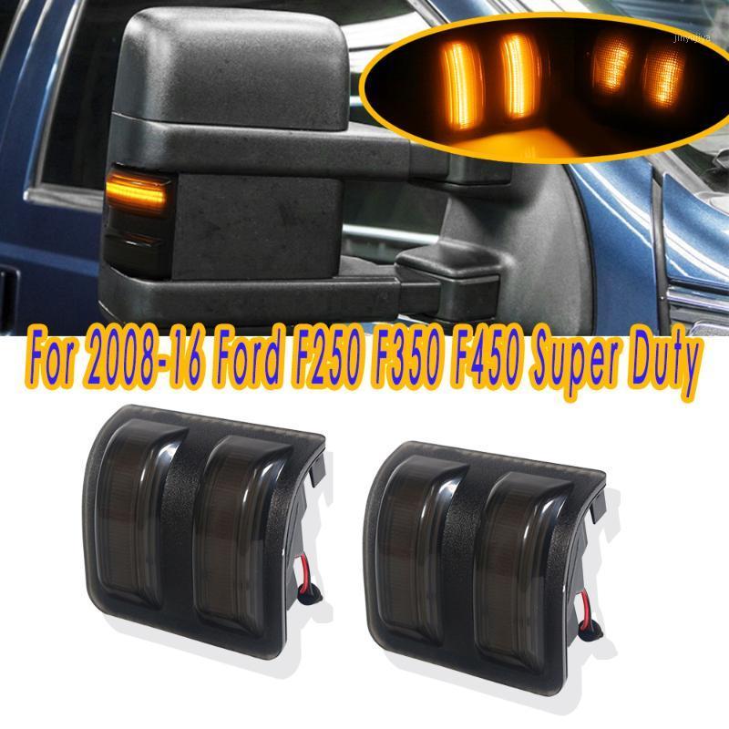 

COOYIDOM 2PCS For 2008-2020 F250 F350 F45 Super Duty Smoked Lens Amber LED Side Mirror Marker Lamps Turn signal light1, As pic