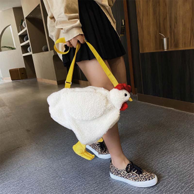 

Lady Handbag Women Messenger Bags Young Girl Shoulder Cartoon Large Capacity Cute Plush female New Casual big cock Crossbody, Beige