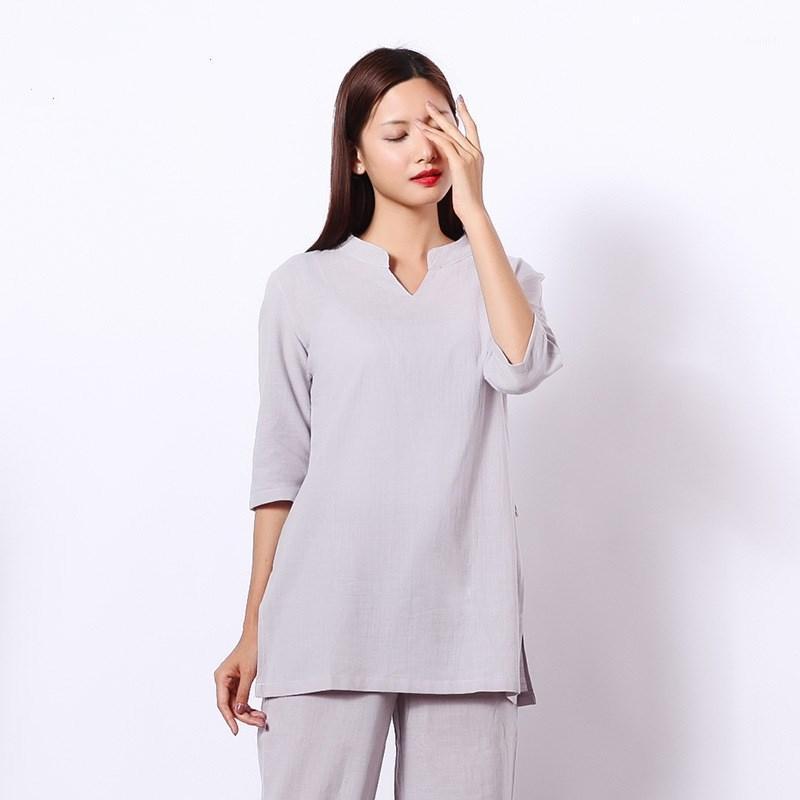 

Women Tai Chi Kungfu Meditation Uniforms Cotton Linen Loose Female Jogging Outfit Workout Yoga Set Sportswear Sweatshirt+pant1, Green