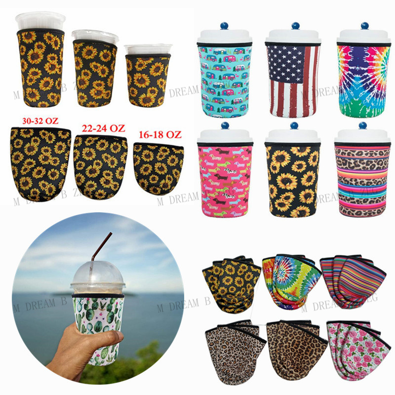 

3 Size Reusable Iced Coffee Sleeve Insulator Cup Sleeve 30oz 22oz 16oz For Cold Drinks Beverages Neoprene Cup Holder