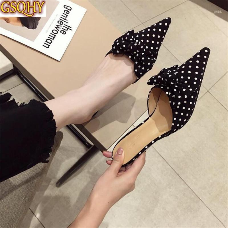 

Summer Fashion Polka Dot High Heel Women Sandals Black Bow Tie Pointed Toe Women Pumps Thin Heel Mules Dress Shoes1