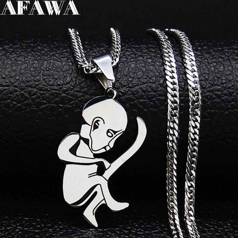 

2020 Fashion Umbilical Cord Baby Stainless Steel Necklace Women Silver Color Small Necklaces Jewerly colgantes mujer moda N19541