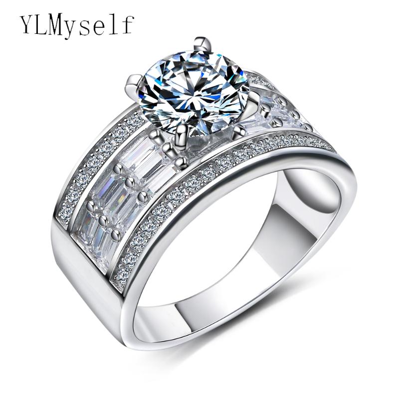 

Luxury Big Real Large Round Cut Cubic Zirconia Crystal Women Wedding Finger Rings Jewelry