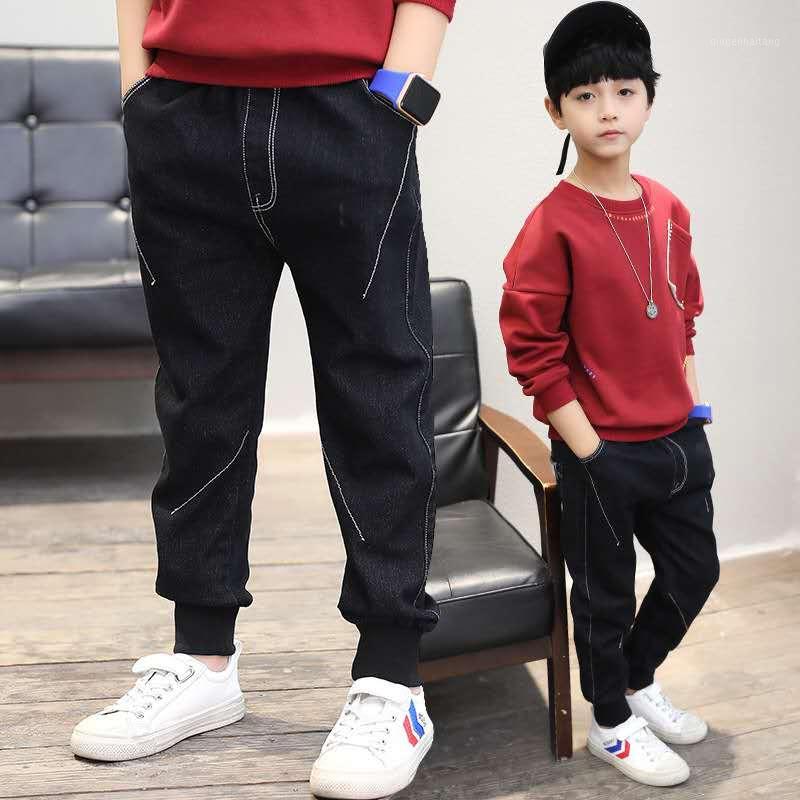 

Boys' Casual Trousers Spring Teens Children's Casual Denim Clothes Big Kids Fashion Denim Trousers for 2-13 Yreas boys pants1, Black top