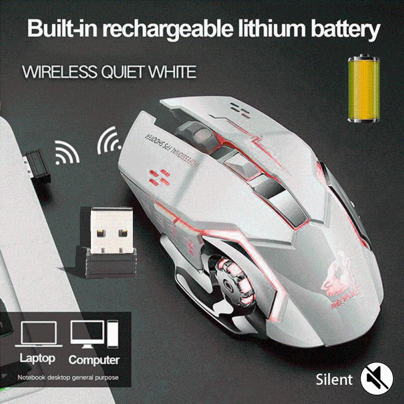 

X8 Rechargeable Wireless Mute LED Backlight USB Optical Ergonomic Gaming Mouse Bottom Wear-resistant Gasket Comfortable Feel