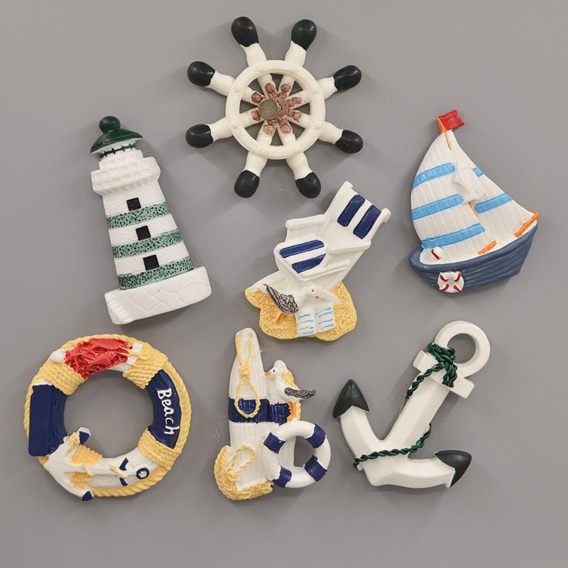 

3D Fridge Refrigerator Magnet Sea Boat Anchor Lighthouse Paster Stickers on The Refrigerator Icebox Sticker Decor Fridge Magnets
