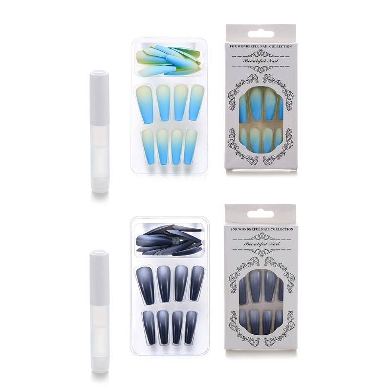 

24pcs/set false nail tips matte full coverage long ballet false nail art coffin manicure french tool, Butterfly