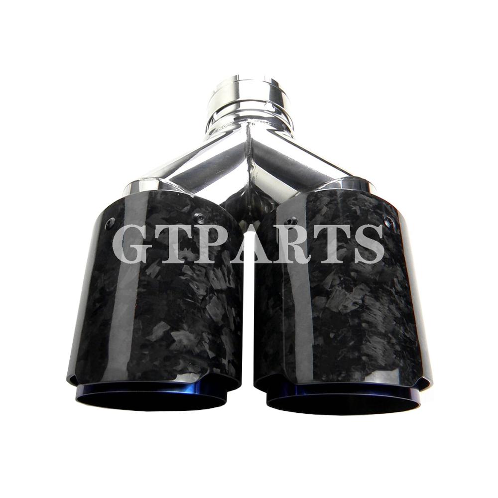 

New Dual Forged Carbon Fiber Stainless Steel Universal Exhaust Tip Muffler Double End Pipe for BMW BENZ VW Golf TOYOTA