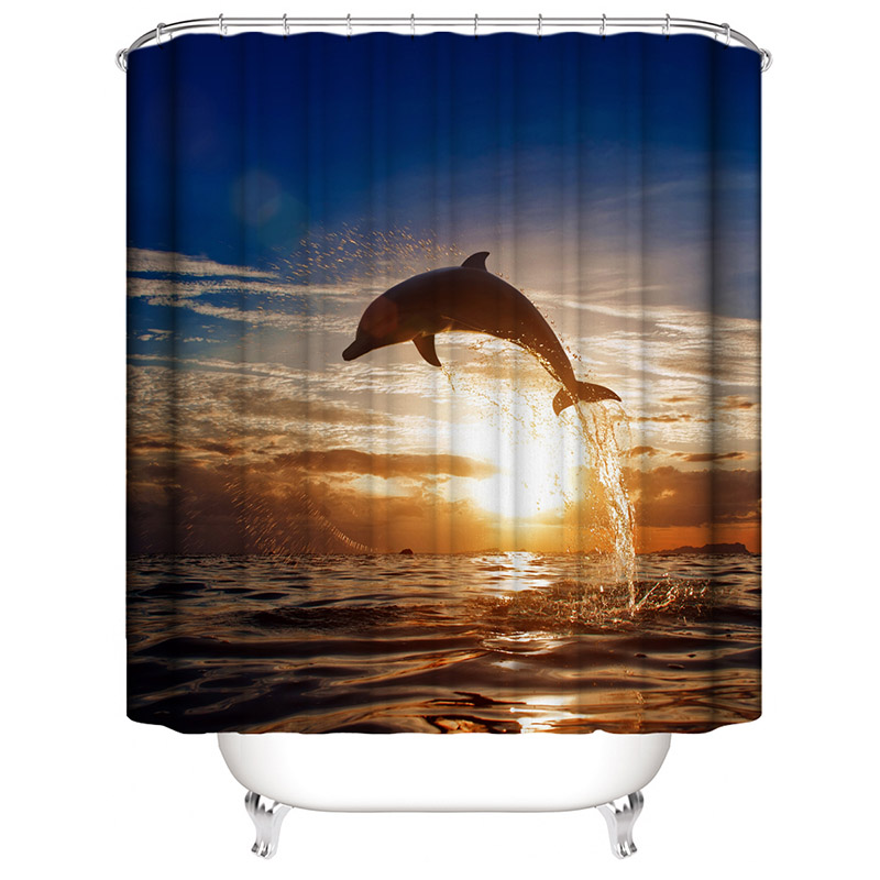 

Shower Curtain Elephants Seaside Vacation Rentals Bathroom Shower Curtains Waterproof Polyester Fabric with 12 Hooks 180*180cm