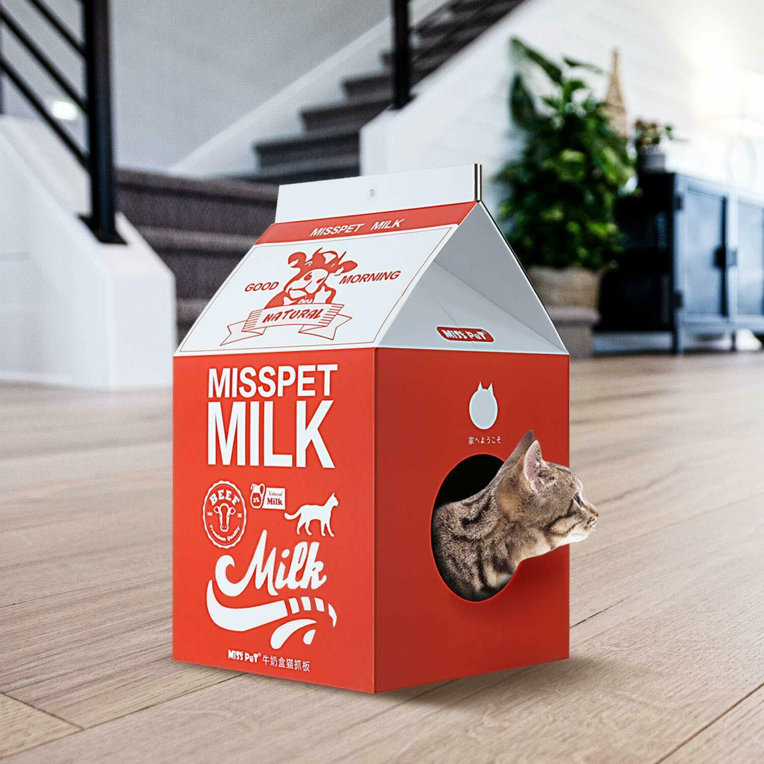 

ScratchMe Cat Scratching Post Lounge Relaxing Condo Cat Scratcher Cardboard Red