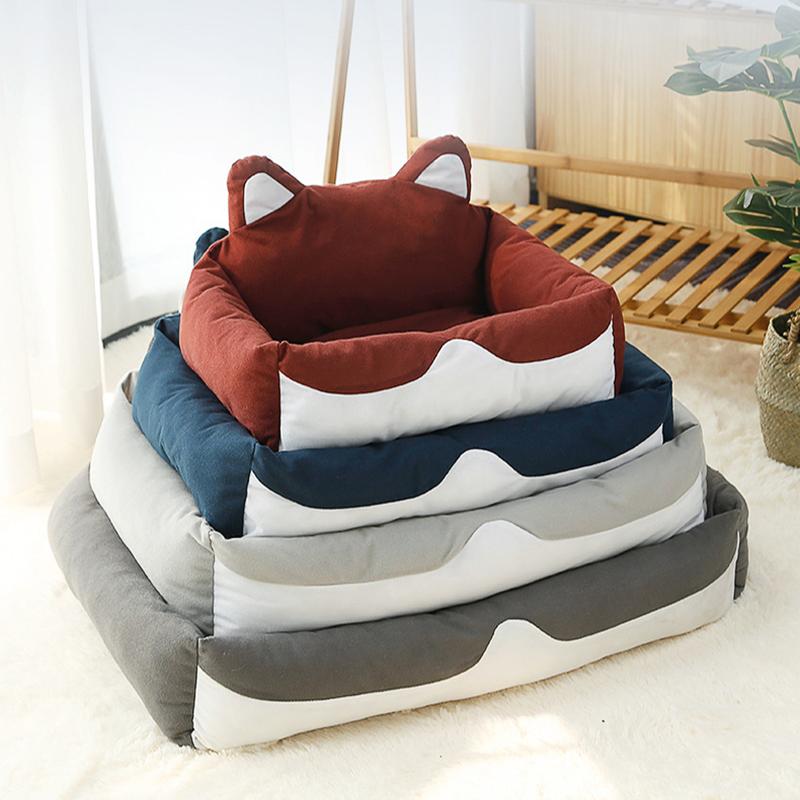 

Cute Ear Design Pet Bed Five-color Warm Super Soft Mat For Dogs Cats High Quality Pet Four Seasons General Sleeping Supplies, Brown