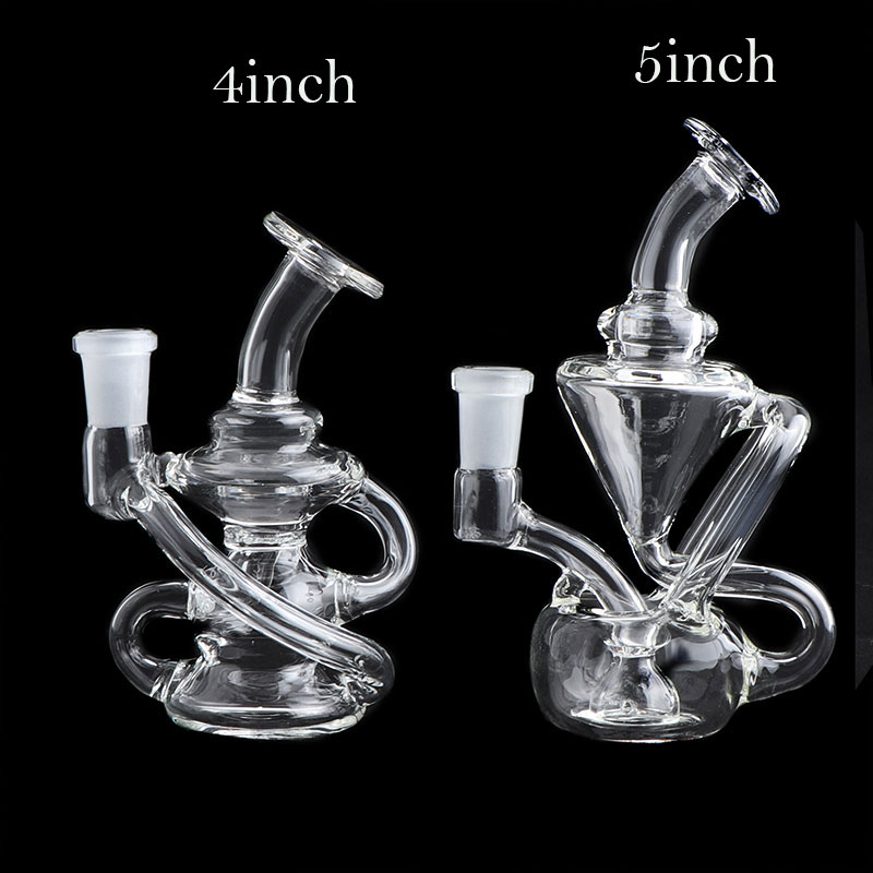 

4.0/5.0 Inch Two Styles Recycler Glass Dab Rigs Bongs Beaker Water Bong Clear Heady Oil Rigs