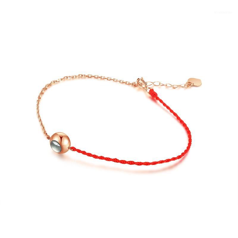 

Solid Pure AU750 Rose Gold Bracelet Women Red String Lucky Bracelet1