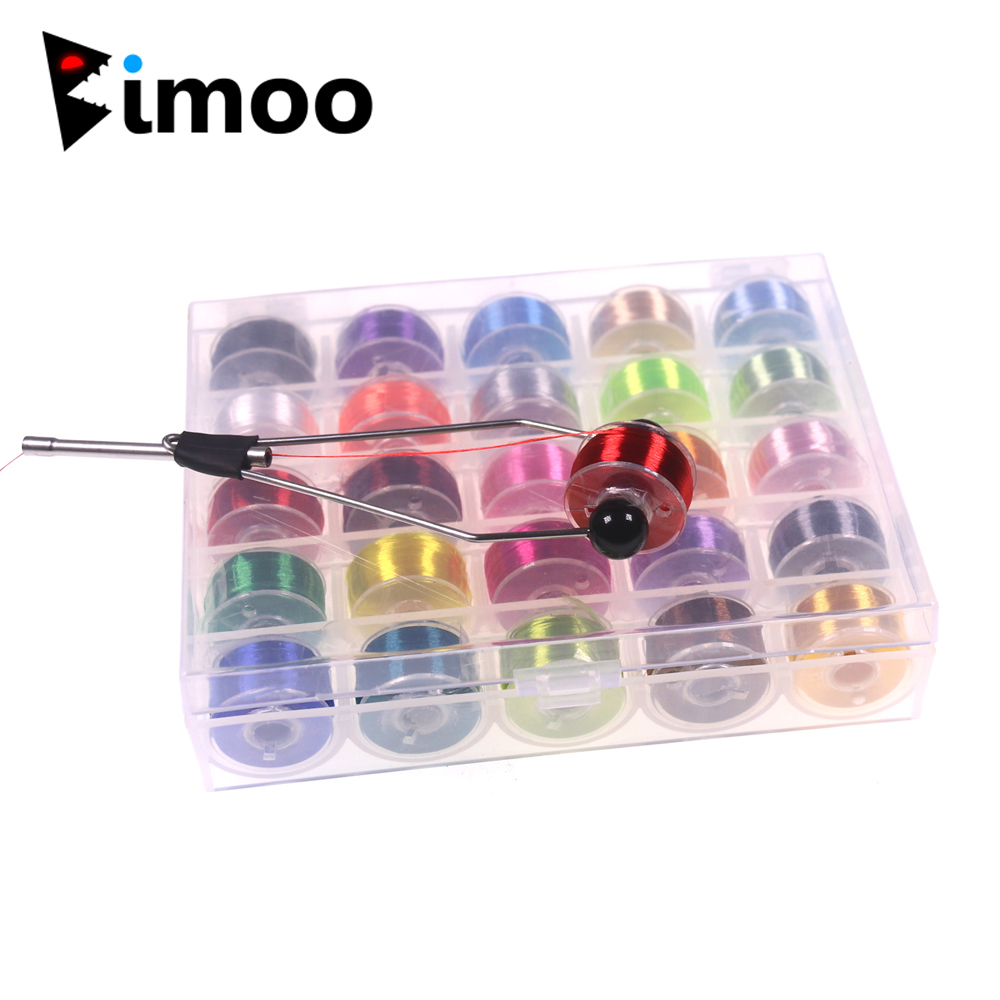 

Bimoo 25pcs Assorted 200D Fly Tying Thread for Size 6-14 Flies Fly Fishing Lure Making Material & Bi-ceramic Tip Bobbin Holder 201106