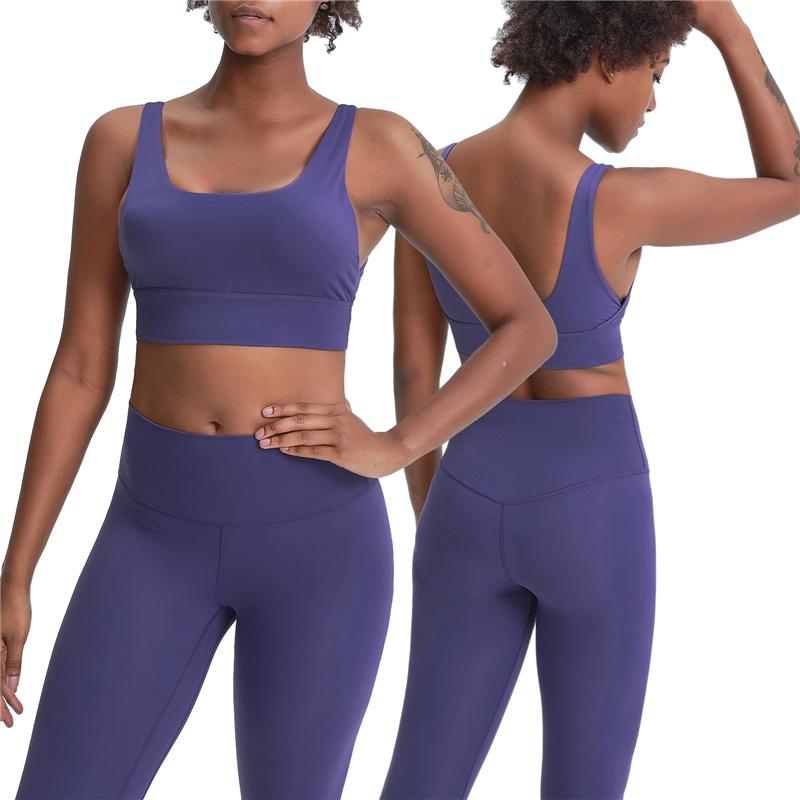 

New Womens Seamless Underwear Bra Solid-Color U-Collar Yoga Sports Bra with Chest Pad for Girls Womens Clothing Ladies Shirt, Yellow