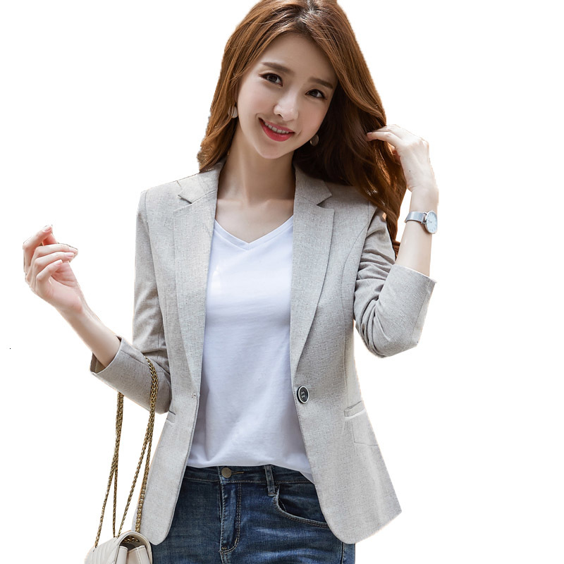

Female Solid Fashion Casual Office Lady a Button Suits Outwear Spring Jacket Size Big Blazer Tops 4xl Og8b, Dark grey