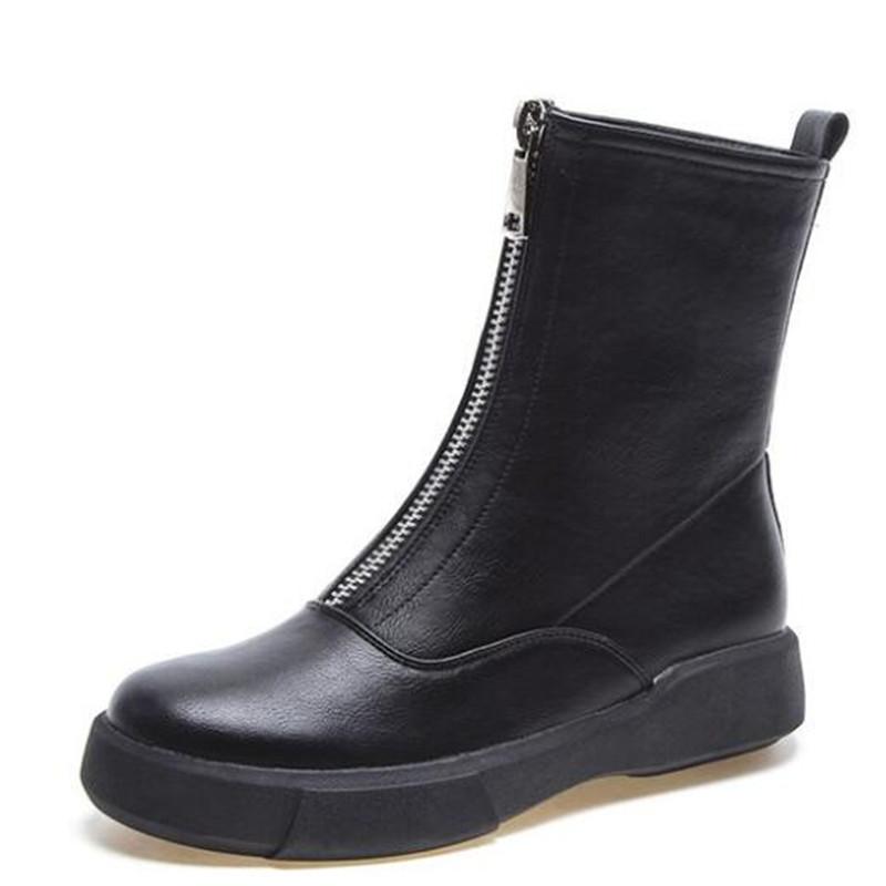 

Hot Sell Retro Autumn Boots Flat Non-slip Plus Velvet Warm Winter Boots Women Casual Wild In-tube Snow Shoes, Brown single boots