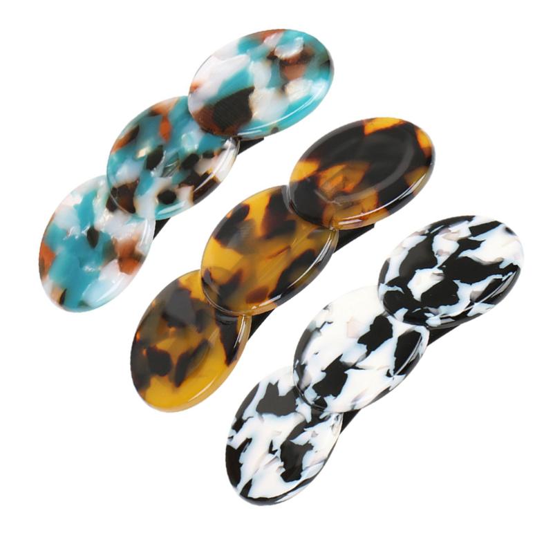 

3pcs Acetate Sheet Hair Clips Stylish Ponytail Clips Leopard Print Spring Clip Hair Decoration for Work Class Gathering