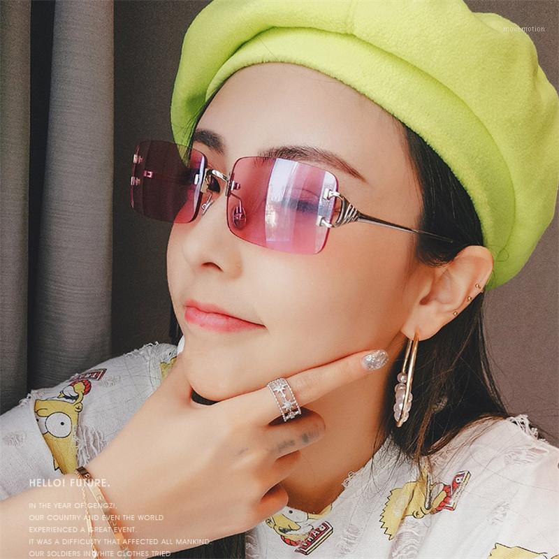 

Vazrobe Rimless Sunglasses Ladies Red Sun Glasses for Women Female Brand Designer Unisex Rectangle Steampunk Vintage Retro 20201