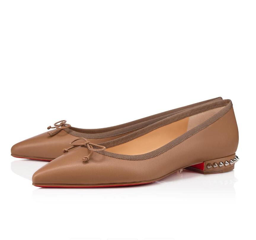 

Luxurious Brands Women's Red Bottom Ballet Flats Comfort Hall Pointed Toe Bow Lady Red Sole Ballerinas Shoes Party,Wedding EU35-43,With Box