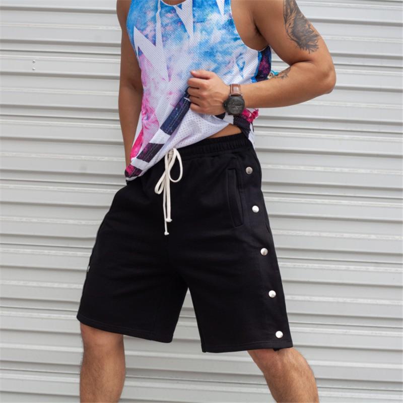 

Men's Shorts Summer GymS Casual Fitness Streetwear Jogging Short Pants Men Two Side Buttons Sport Hip Cargo, White;black