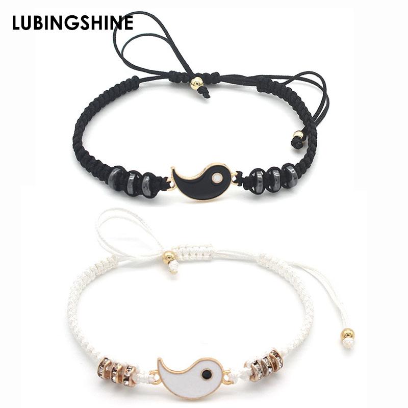 

1 Pcs Vintage Couple Bracelets Chinese Yin Yang Tai Chi Dangle Handmade Braided Rope Bracelet For Women Men Friends Lover Gift