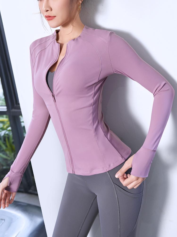 

Tight-fitting sports jacket women autumn and winter outdoor running training fitness clothes quick-drying jacket yoga tops, Black
