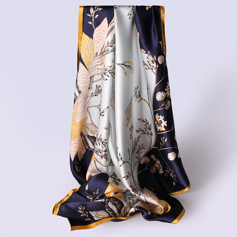 

Female 88*88cm neckerchief brand 2020 bandana wrap for lady printed 100% hangzhou square silk handkerchief URCU