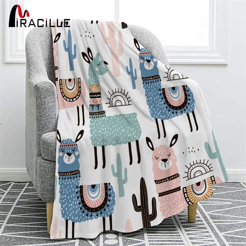 

Miracille Soft Flannel blankets Alpaca For Kid Cartoon Blanket Throw Blanket Bedding Thick Warm On The Bed Sofa 201222