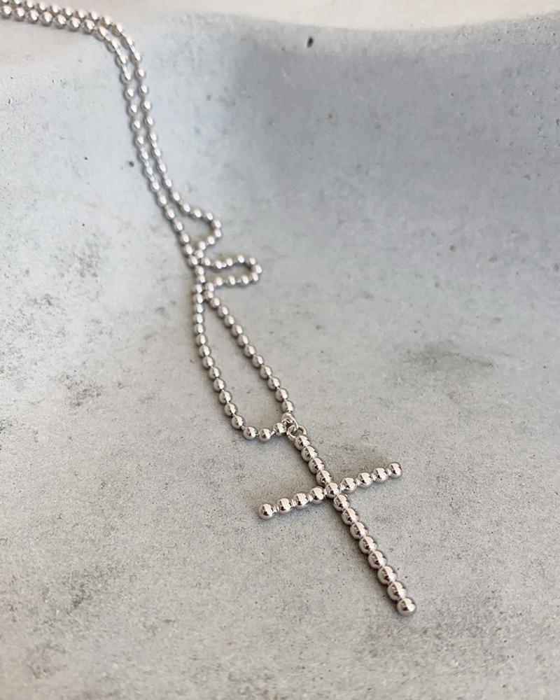 

Spanish belief jewelry 925 sterling silver necklace beads cross sweater chain simple niche online celebrity necklace women