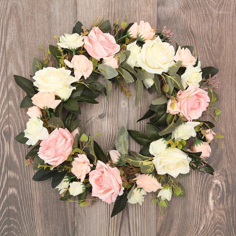 

Artificial Rose Flowers Wreaths Round DIY Wreath Garland for Garden Home Table Party Wedding Backdrop Wall Decoration Vine1, Light pink