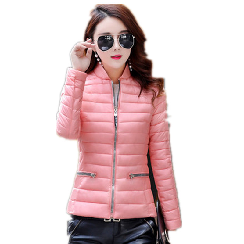 

quality High thick wadded jacket short parkas ladies plus size black women's jackets thin red female parka my328 B1XI, Pink.