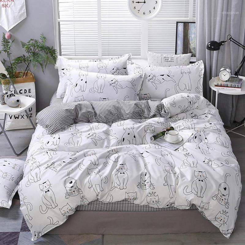 

2020 Cartoon Cats INS Bedding Sets Microfiber Brush Polyester Bedlinens  Full Queen King Duvet Cover Set Pillowcases1, 20193605