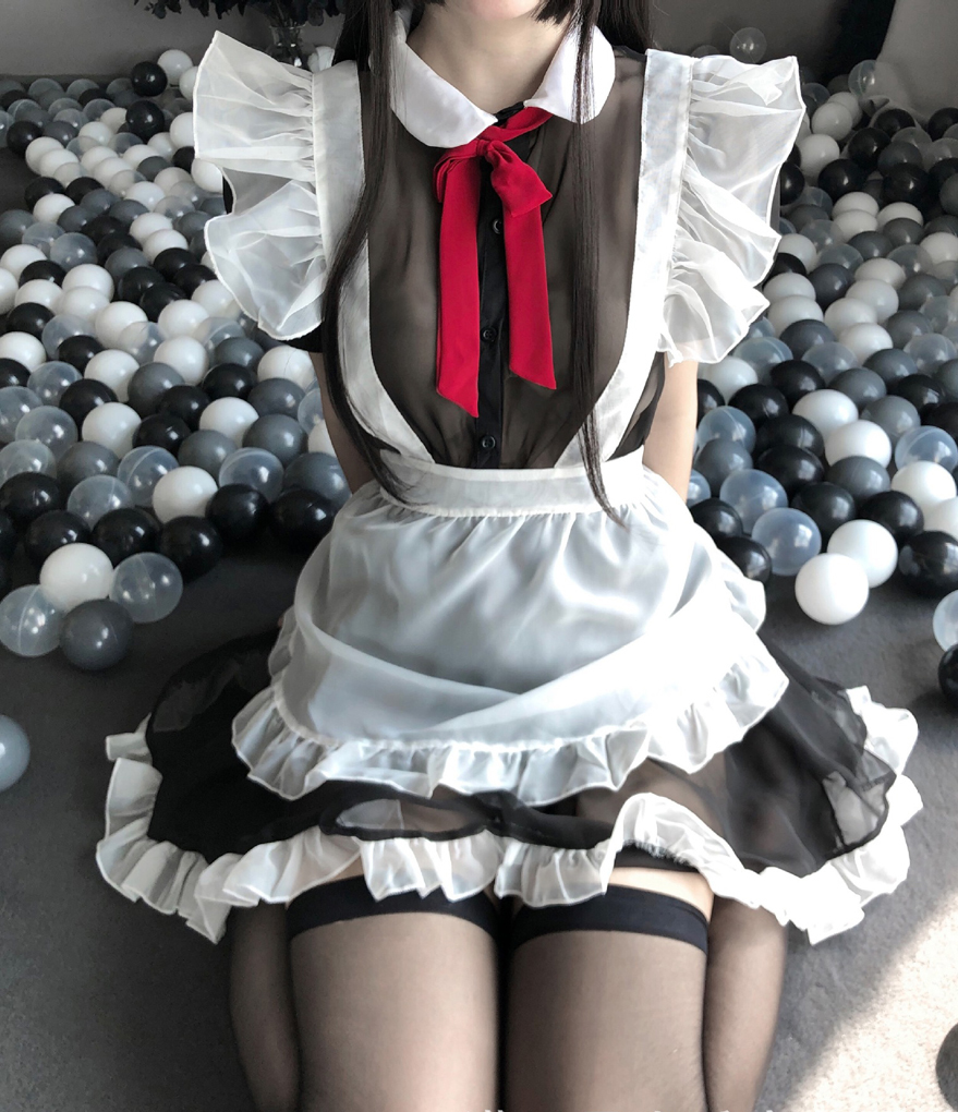 

Female erotic maid Christmas uniform cosplay sexy dress Transparent lingerie sweater, Red