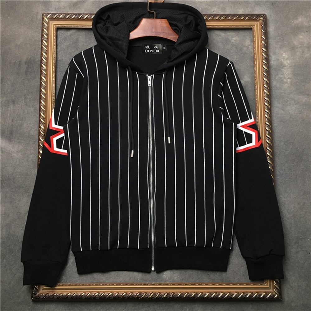 

New Zip Hoodie Men Brand-clothing Fashion Striped Star Black Sweatshirt Male Quality Casual Tracksuit Dy5651 Vh6k